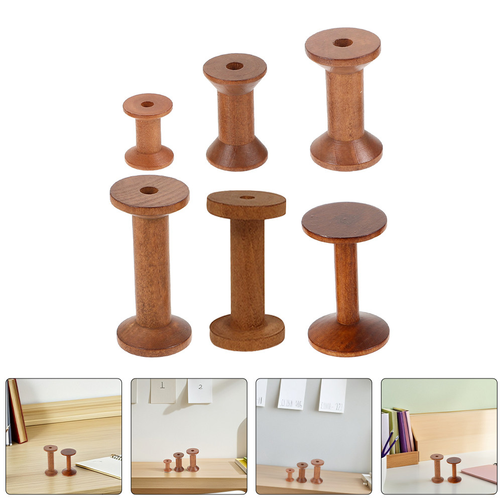6Pcs Vintage Wooden Thread Spo - Embroidery Craft recension och pris