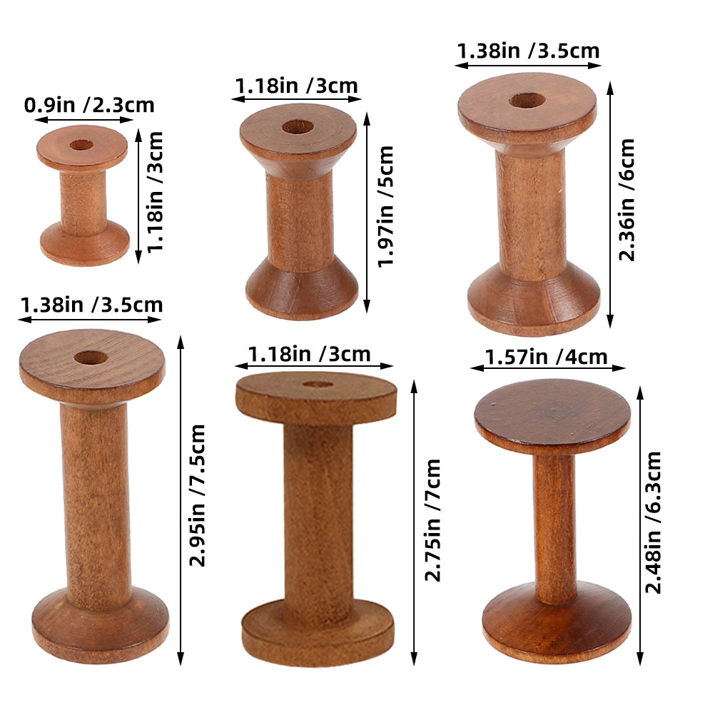 6Pcs Vintage Wooden Thread Spo - Embroidery Craft recension och pris