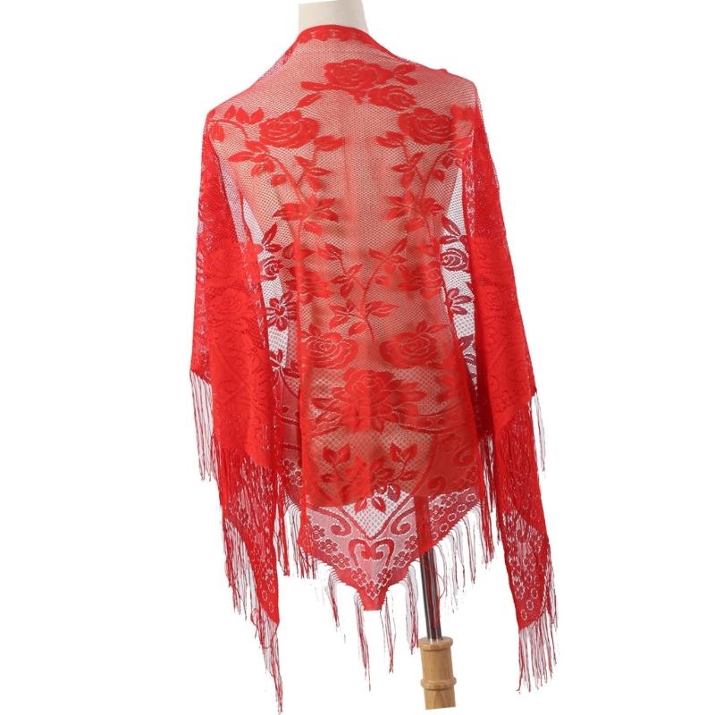652F All Matching Lace Shawl W - Tassel Fringe Trim recension och pris